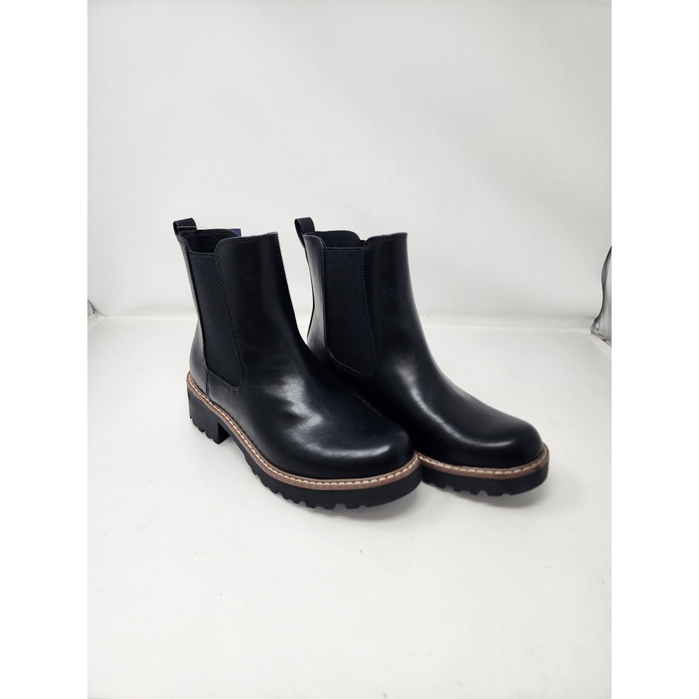 Universal Thread Womens Chelsea Ankle Boots Black Faux Leather Casual Size 6.5